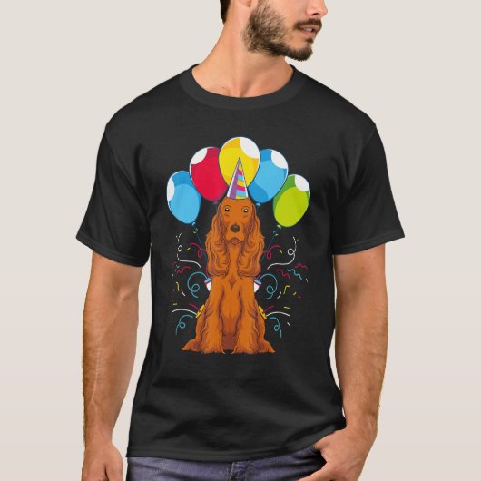 犬のオーナー子供の誕生日パーティーキュートドッグコッカースパ Tシャツ (正面)