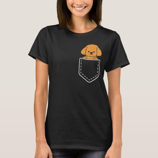 犬のオーナー用ポケット内の覗き玩具用プードル Tシャツ (正面)