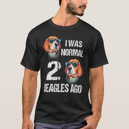 犬のオーナー私は通常の2つのビーグル前だった Tシャツ (正面)