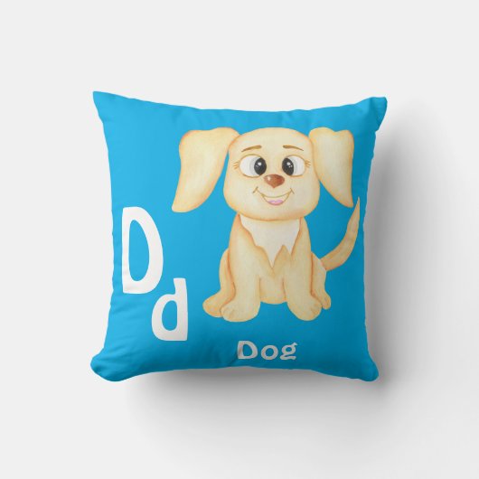 犬のカスタマイズABC: 文字D - 名前を入力 クッション (正面)