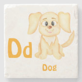 犬のカスタマイズABC: 文字D - 名前を入力 ストーンコースター (正面)