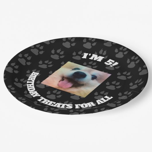 犬のカスタムな写真の誕生会の紙皿 ペーパープレート (アングル)