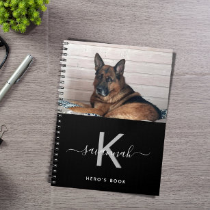犬のカスタム写真白黒モノグラム ノートブック