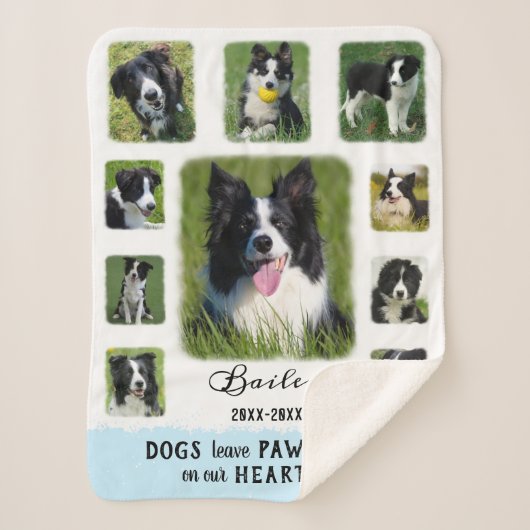 犬のカスタム写真縁どの色あせ シェルパブランケット (正面)