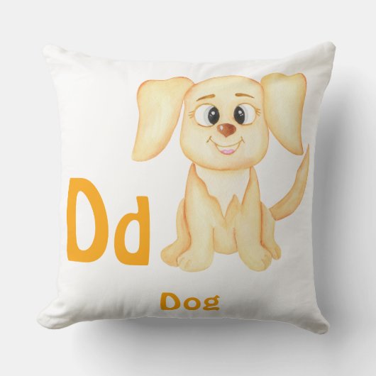 犬のカスタムABC: 文字D - 名前を入れてください クッション (正面)
