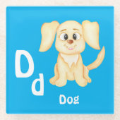 犬のカスタムABC: 文字D - 名前を追加 ガラスコースター (正面)
