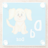 犬のカスタムABC: 文字D - 名前を追加 ガラスコースター (裏面)