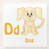 犬のカスタムABC: 文字D - 名前を追加 ガラスコースター (正面)