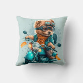 犬のカッコいいバイクもしくは自転車に乗る人かわいい犬のドライブabike装飾用クッション クッション (裏面)