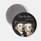 犬のカップル結婚マグネットを保存する マグネット (正面/裏面)