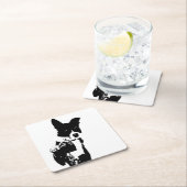 犬のカメラマン スクエアペーパーコースター (インサイチュ)