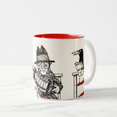 犬のカラスの老人のアコーディオンを持つコンサートのパーティー ツートーンマグカップ (正面右)
