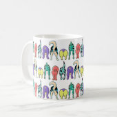 犬のカラフルお尻パターン コーヒーマグカップ (正面左)