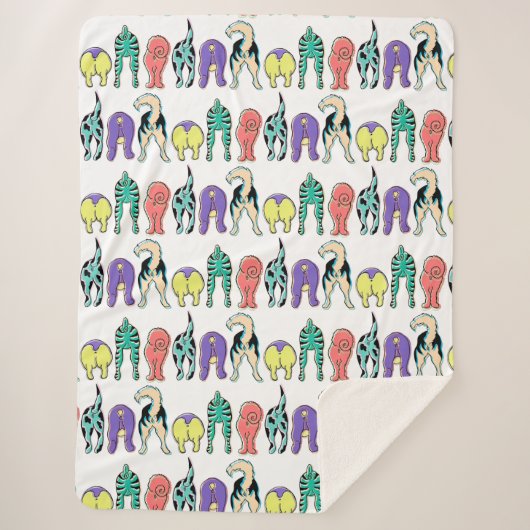 犬のカラフルお尻パターン シェルパブランケット (正面)