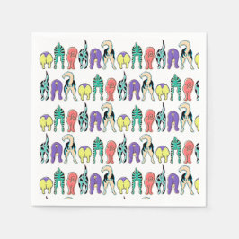 犬のカラフルお尻パターン スタンダードカクテルナプキン