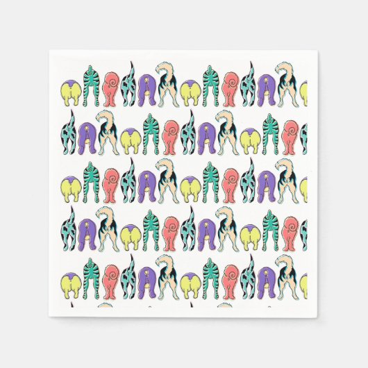 犬のカラフルお尻パターン スタンダードカクテルナプキン (正面)