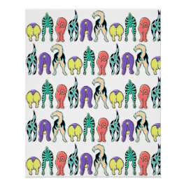 犬のカラフルお尻パターン ポスター