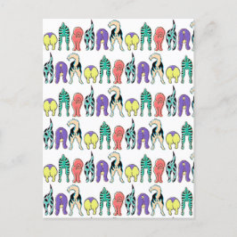 犬のカラフルお尻パターン ポストカード