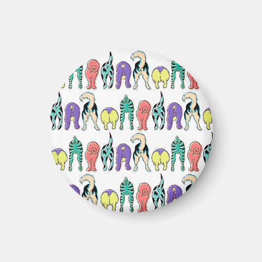 犬のカラフルお尻パターン マグネット (正面)