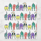 犬のカラフルお尻パターン ワインラベル (シングルラベル)