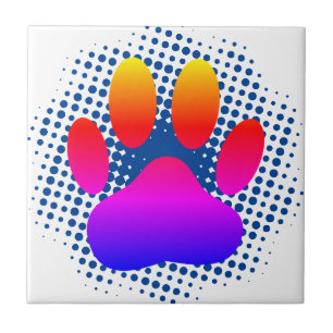 犬のカラフルパワープリントタイル タイル