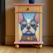 犬のカラフルポートレート、Pointillism DN5L Decopage 薄葉紙