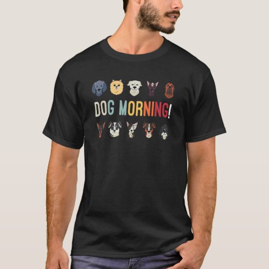 犬のカラフル朝の子犬のグリーティングテーマ Tシャツ (正面)