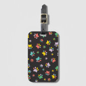 犬のカラフル足のパターン ラゲッジタグ (正面縦)