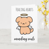 犬のカードを失ったペット悔やみや弔慰 カード (黄色い花)