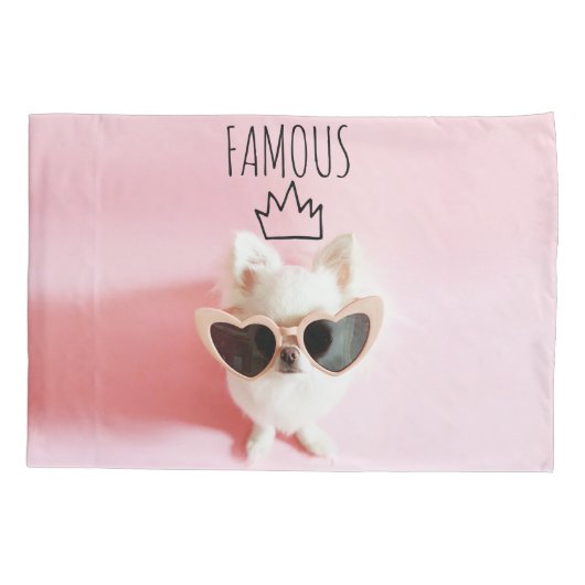 犬のガーリー写真手描き有名なクラウンピンク 枕カバー (裏面)