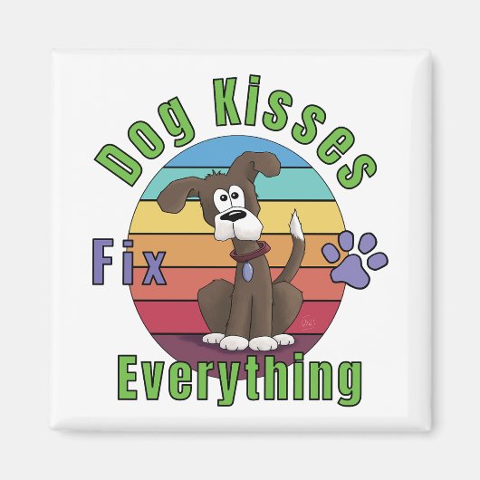 犬のキスはすべてを解決する マグネット (正面)