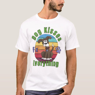 犬のキスはすべてを解決する Tシャツ
