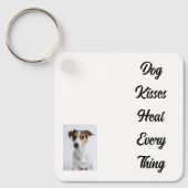 犬のキス編集可能カラードッグラバーキーチェーン キーホルダー (正面)