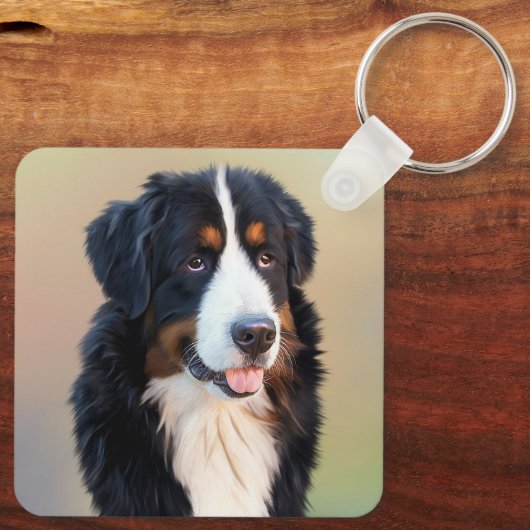 犬のキス編集可能カラードッグラバーキーチェーン キーホルダー (裏面)