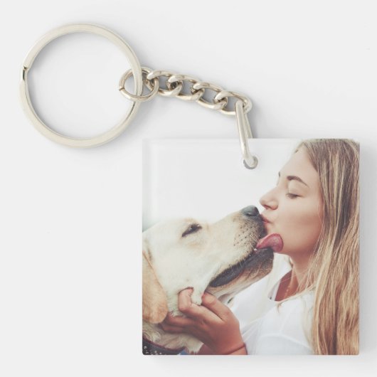 犬のキス 写真  キーホルダー (正面)