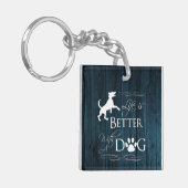 犬のキーチェーンで生活が良い – 青 キーホルダー (正面左)