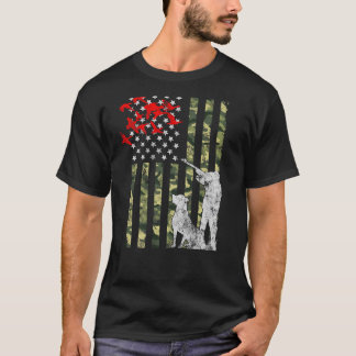 犬のギフトとアヒル狩りアメリカCamouflage USA Tシャツ