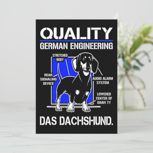 犬のギフト | ドイツのエンジニアリング ダックスフント シーズンカード (スタンド正面)