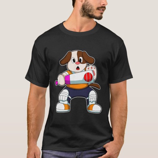 犬のクリケットスポーツTシャツ Tシャツ (正面)