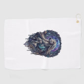 犬のクリスタルムーンの魔法の森_1 ゴルフタオル (横)