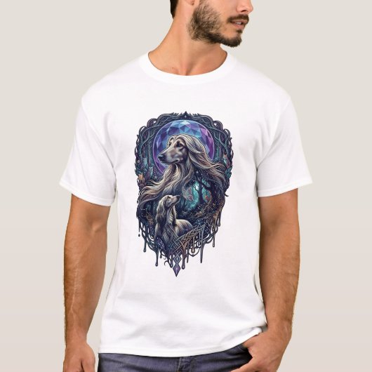 犬のクリスタルムーン魔法の森_1 Tシャツ (正面)