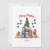 犬のクリスマスお祝い。 シーズンカード (正面)