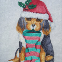 犬のクリスマスのための可愛い黒と茶色の子犬 ボウル