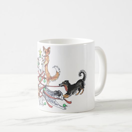 犬のクリスマスのマグを集めること コーヒーマグカップ (正面右)