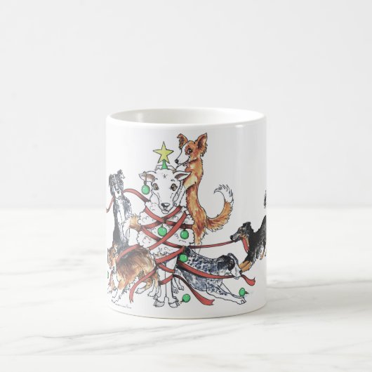 犬のクリスマスのマグを集めること コーヒーマグカップ (中央)