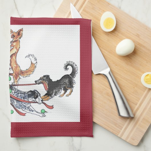 犬のクリスマスの台所タオルを集めること キッチンタオル (四つ折り)