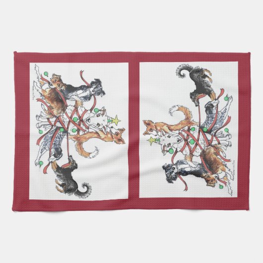 犬のクリスマスの台所タオルを集めること キッチンタオル (横)