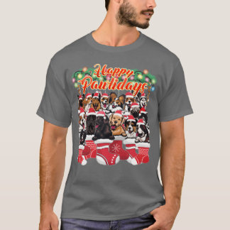 犬のクリスマスの飾り可愛くて可愛い犬の金 Tシャツ