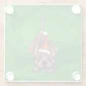 犬のクリスマスをグリーンで鳴らす ガラスコースター (裏面)