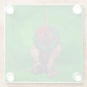 犬のクリスマスをグリーンで鳴らす ガラスコースター (裏面)